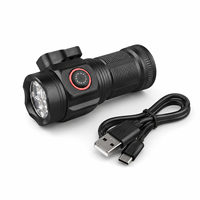 Lampe torche tactique W5183 en alliage d'aluminium, rechargeable par USB Type-C, 4 LED 5000K lumière du jour, fixation magnétique, indice de protection IP54, 750