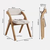 Chaise de salle à manger pliante en bois massif de style nordique, dossier épaissi, légère et multifonctionnelle, vente directe d'usine, mobilier de maison