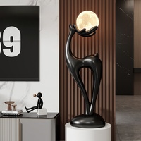 HJ HOME Veilleuse créative Mère et Fils Cerf, style postmoderne, lumière blanche chaude, commande tactile, ornement de sol pour salon et chambre à coucher