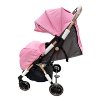 Poussette bébé 3-en-1 en lin léger avec design pliable, ceinture de sécurité à cinq points pour les voyages en avion et les nouveau-nés