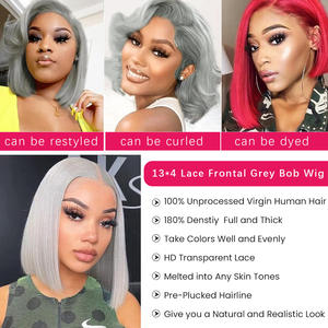 วิกผมบ๊อบสีเทาเงินแบบเรมี่  พร้อมเชือกผูกผมด้านหน้า  <span class=keywords><strong>ทรง</strong></span><span class=keywords><strong>ผม</strong></span><span class=keywords><strong>สั้น</strong></span>สำหรับผู้หญิง  <span class=keywords><strong>ผม</strong></span>เต็มศีรษะ  แฟชั่น<span class=keywords><strong>ผม</strong></span>ธรรมชาติ  <span class=keywords><strong>ผม</strong></span>แท้ - Product Image 3