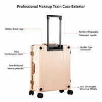 Valise de maquillage Bluetooth pour maquilleurs professionnels, étanche, légère, avec roulettes et pieds cachés amovibles