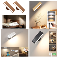 Bois de hêtre LED tactile applique murale à distance chevet Rechargeable pour salon escalier chambre batterie Option 1/2 Pack
