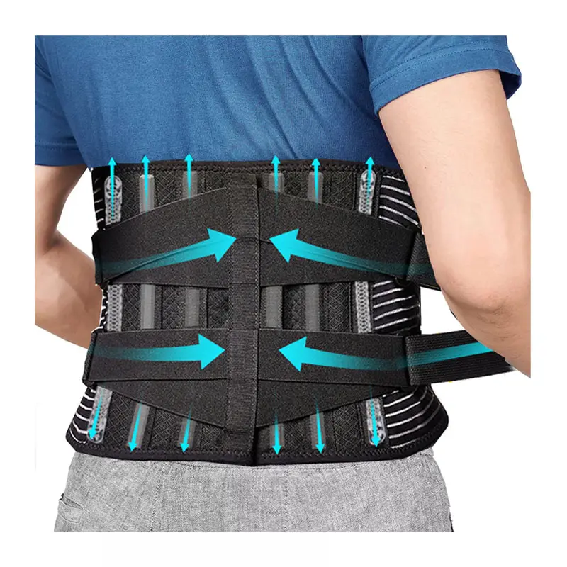 Amazon Customized Logo Medical Lumbar Support 6 Stays Breathable Anti-skid Waist Support Lumbar Back Brace for Men Women