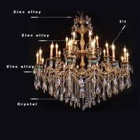 Lustre LED moderne de luxe en cristal doré de style farmhouse avec pendentif en cristal K9 pour salon, vintage, décoration intérieure