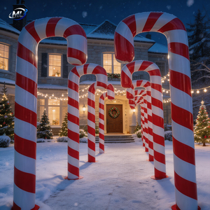 Large Candy Cane Sculpture Red <b>White</b> Fiberglass Holiday Decoration Christmas Event Display - Product Image 4