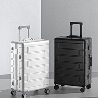 Valise trolley en néoprène à coque rigide en aluminium, fabrication OEM/ODM, avec serrure à combinaison TSA et roues pivotantes silencieuses à 360°, classique et tendance