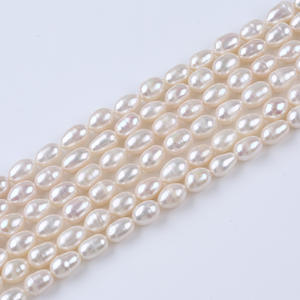 Perles de Zhuji en gros, perles de riz blanches de 7-8 mm, perles d'eau douce naturelles, en vrac, pour la fabrication de bijoux, plusieurs couleurs, y compris le rose - Product Image 1