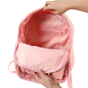 Sac à dos en peluche à fourrure rose noir marron Sherpa enfants adolescents étudiants sacs d'école garçons filles hiver mignon sacs en peluche - Product Image 4
