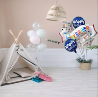 Nouvel ensemble de ballons en aluminium bleus pour Noël et anniversaire, 5 pièces, avec bannière, pour fête de fin d'année des enfants, décoration d'ambiance recyclable