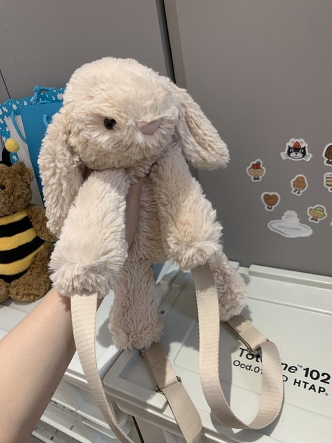 Beige Rabbit Backpack Plush Doll with Super Soft Plush & PP Cotton Filling Birthday Comforter for Youth Girls