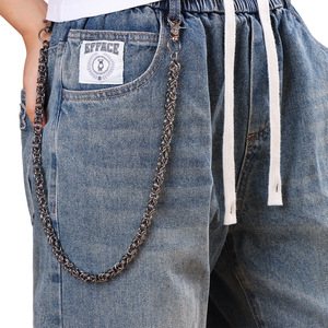 โซ่คาดเอวแบบยูนิเซ็กซ์ สีเงินทิเบต ดีไซน์แบบเชื่อมต่อกัน สไตล์ฮิปฮอป สำหรับกางเกงลำลอง แบบพันรอบเส้นเดียว - Product Image 1