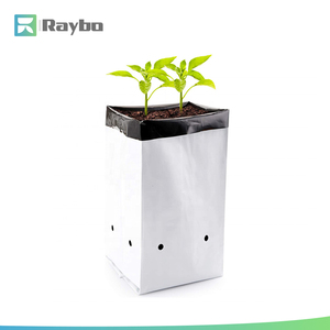RAYBO Plant Grow Bags White &amp; Black Plastic Nursery Seedling <strong>Pots</strong> with Drain Holes for Garden <strong>Vegetables</strong> Flowers - Product Image 1