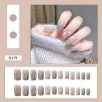 Ongles en gel pré-conçus de qualité salon, couleur nude blanc cerise, forme ovale, couverture complète, ABS, à presser, pour salon, bricolage à domicile, fête, mariage