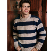 Pull rayé New England en bleu océan pour homme