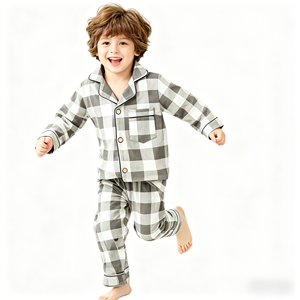 Ensemble <span class=keywords><strong>pyjama</strong></span> deux pièces confortable pour garçons, options de couleurs unies, haut à manches longues boutonné et pantalon, vêtements de nuit en coton doux pour la peau - Product Image 3