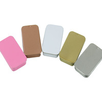 Boîte en métal aluminium rectangulaire petite de 10g 15g 20g pour pilules, baume, menthe, avec couvercle coulissant