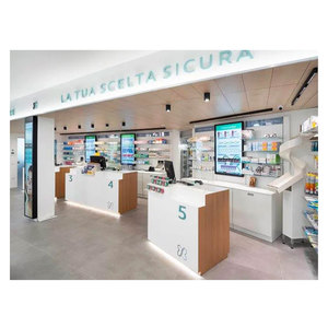 Porte-produits de <span class=keywords><strong>pharmacie</strong></span> Gondole <span class=keywords><strong>ronde</strong></span> en bois Vitrines de vente au détail de médicaments - Product Image 1