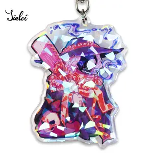 Jinlei Hot Sale Acrylic Charms Cute Anime Colorful Rainbow Acrylic Keychains