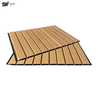 Panel de Pared WPC con Acabado de Madera Moderno e Impermeable, Panel Decorativo Acanalado de PVC E0 Ecológico para Baño, Hotel, Sala de Estar