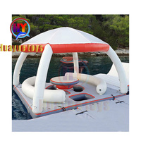 Île flottante gonflable HUA YUE, ponton flottant, plateforme de bar, quai flottant, piscine gonflable avec tente pour fête
