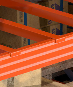 Étagère à palettes multi-niveaux en acier galvanisé laminé à froid, robuste, réglable et pliable, de couleur orange et bleue, pour usage en entrepôt - Product Image 2