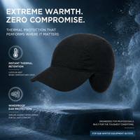 Chapeau d'hiver noir polyvalent avec cache-oreilles, doublure polaire thermique, sangle de menton réglable, idéal pour le camping, le ski et les activités sportives (vente en gros)