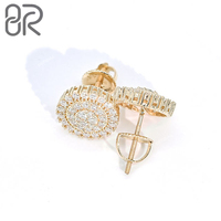 Anting-anting bunga cluster moissanite emas murni 10K 14K 18K terlaris, lulus uji berlian, bertabur berlian VVS