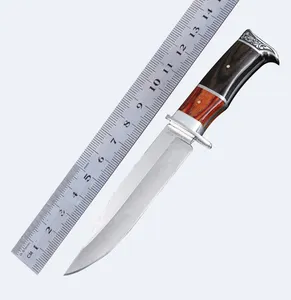 Bıçak sıcak satış açık kamp siyah kahverengi dymond ahşap saplı saten finish sabit bıçak avcılık bıçağı