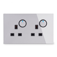 Prise murale multifonctionnelle LangYeao UK 146 avec lumière LED, courant nominal 13A, 2 prises AC, 146 touches, panneau en verre trempé