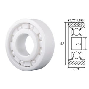 Cuscinetto a sfere in ceramica per ossido di zirconio ad alta velocità Zro2 R188 6.35*12.7*3.175mm 6.35*12.7*4.763mm - Product Image 1