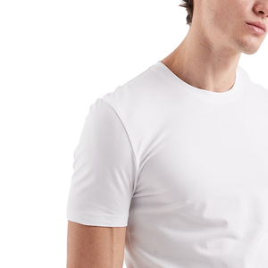 T-shirt da uomo girocollo in cotone di alta qualità, personalizzabile con stampa logo, vestibilità aderente, 100% cotone, colore bianco - Product Image 5