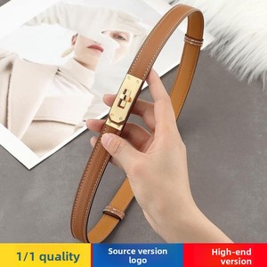 Cinturón Decorativo de Cuero Genuino para Mujer, Hebilla de Aleación, Longitud Ajustable, Diseño Original de Alta Gama para Otoño/Invierno - Product Image 1