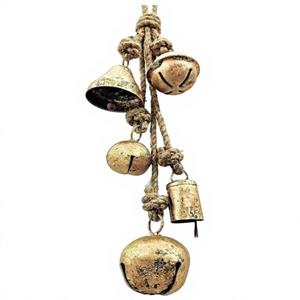 Juego de 5 Pequeños Campanas de Metal Rústicas con Acabado Rústico, Ideales para Decoración Navideña - Product Image 1