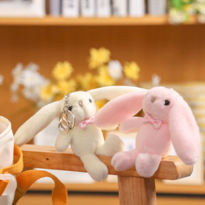 Cute <b>Easter</b> Cartoon Long Ear Bunny Rabbit Eco-friendly PP Cotton Soft Plush Pendant Pink Bow Keychains Stuffed Dolls Kids Party - Product Image 2