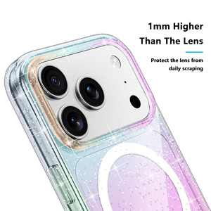 Coque de téléphone magnétique 1mm avec protection d'objectif surélevée, effet dégradé et strass, ODM, marque privée, commande en gros pour iPhone 17 Pro 18 Pro - Product Image 2