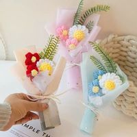 Ramo de Flores de Ganchillo en Miniatura Personalizado para el Día de San Valentín, Tono Degradado Dulce para Novia, Decoración para Fiesta de Despedida de Soltera, Suministro al por Mayor