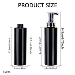 Flacon pompe en plastique noir de luxe vide pour <span class=keywords><strong>shampoing</strong></span> et après-<span class=keywords><strong>shampoing</strong></span>, 200ml, 250ml, 300ml, 500ml, avec distributeur à pompe - Product Image 3