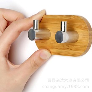 Ganchos de madera para colgar en la pared del baño, perchero de pared sin taladro para la sala de estar, estante de madera maciza para guardar llaves - Product Image 2