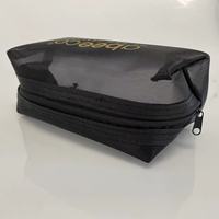 Sac cosmétique pliable en polyester imperméable avec fermeture éclair, motif lettres, logo personnalisé, sac de maquillage noir, combo avec trousse de toilette transparente