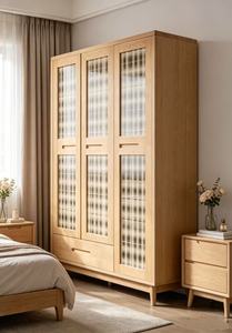 Armario Escandinavo de Madera con Puertas Batientes, Madera Maciza, Independiente, Duradero, Mueble Moderno para Dormitorio, Gran Capacidad - Product Image 4