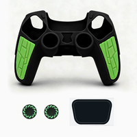 Coque en silicone bicolore avec autocollant pour pavé tactile et poignées pour manettes PS5 – Housse de protection pour accessoires de manette