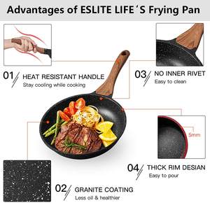 ESLITE LIFE-sartén antiadherente básica para cocina, sartén plana de granito - Product Image 5