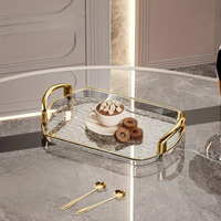 Plateau en plastique de luxe léger avec poignée, plateau à thé haut de gamme à double anse pour la maison, assiette de service, restaurant commercial, assiette épaisse