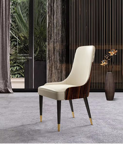 Chaises de salle à manger modernes en similicuir avec dossier haut et pieds dorés pour la maison, l'hôtel au Koweït et aux Émirats arabes unis - Product Image 4