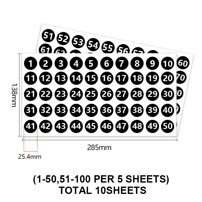 Nero 1-100 10 fogli