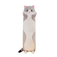 Peluche chat longue transfrontalière, coussin-poupée mignon en coton PP, hauteur réglable, pour 14 ans et plus, pour dormir et se prélasser, avec support de jambe, fabriqué en Chine