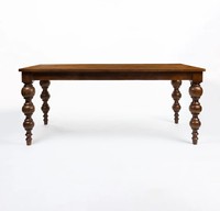 Table à manger rectangulaire classique traditionnelle en bois de manguier massif 6 places - Meubles de salle à manger