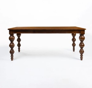 Table à manger rectangulaire classique traditionnelle en bois de manguier massif 6 places - Meubles de salle à manger - Product Image 6