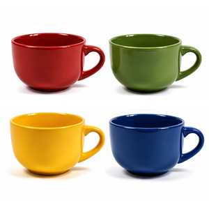 Set di 4 tazze in porcellana colorate con design multicolore, adatte a microonde e lavabili in lavastoviglie - Product Image 1